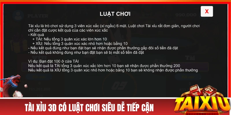 Tài xỉu 3D có luật chơi siêu dễ tiếp cận